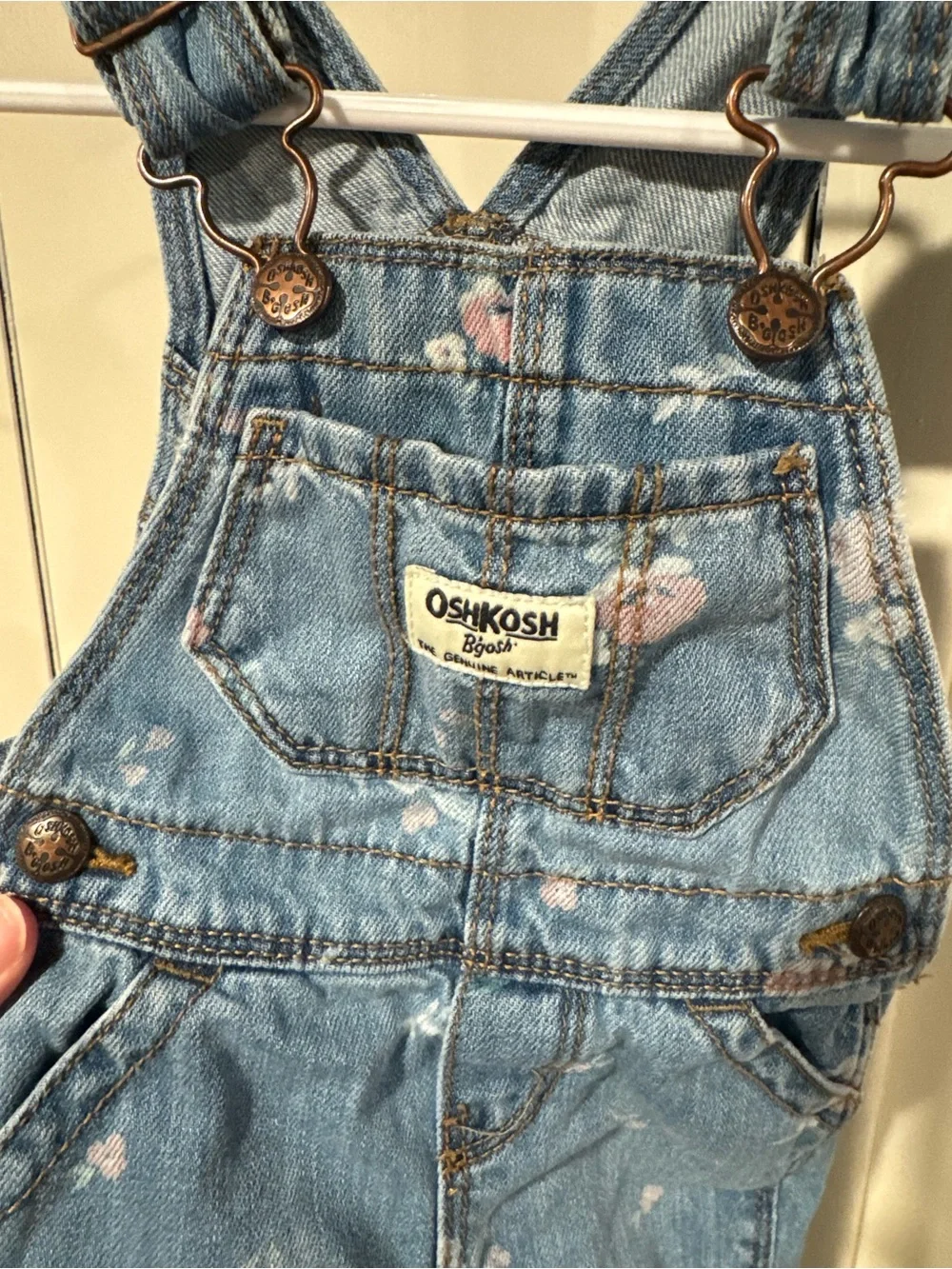 OshKosh Denim Baby Overalls with Floral Pattern infant 3-6mo